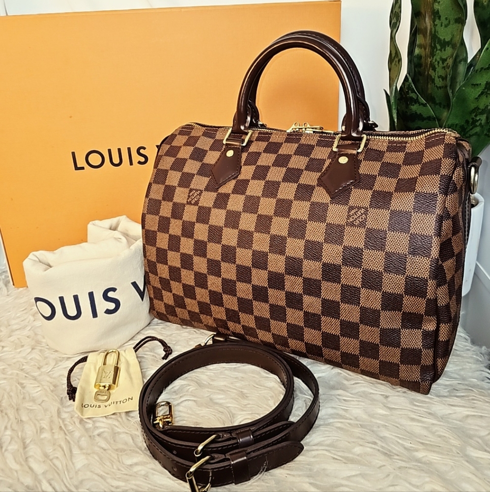 Complete Set Louis Vuitton Speedy 30 Bandoulier Damier  Ebene